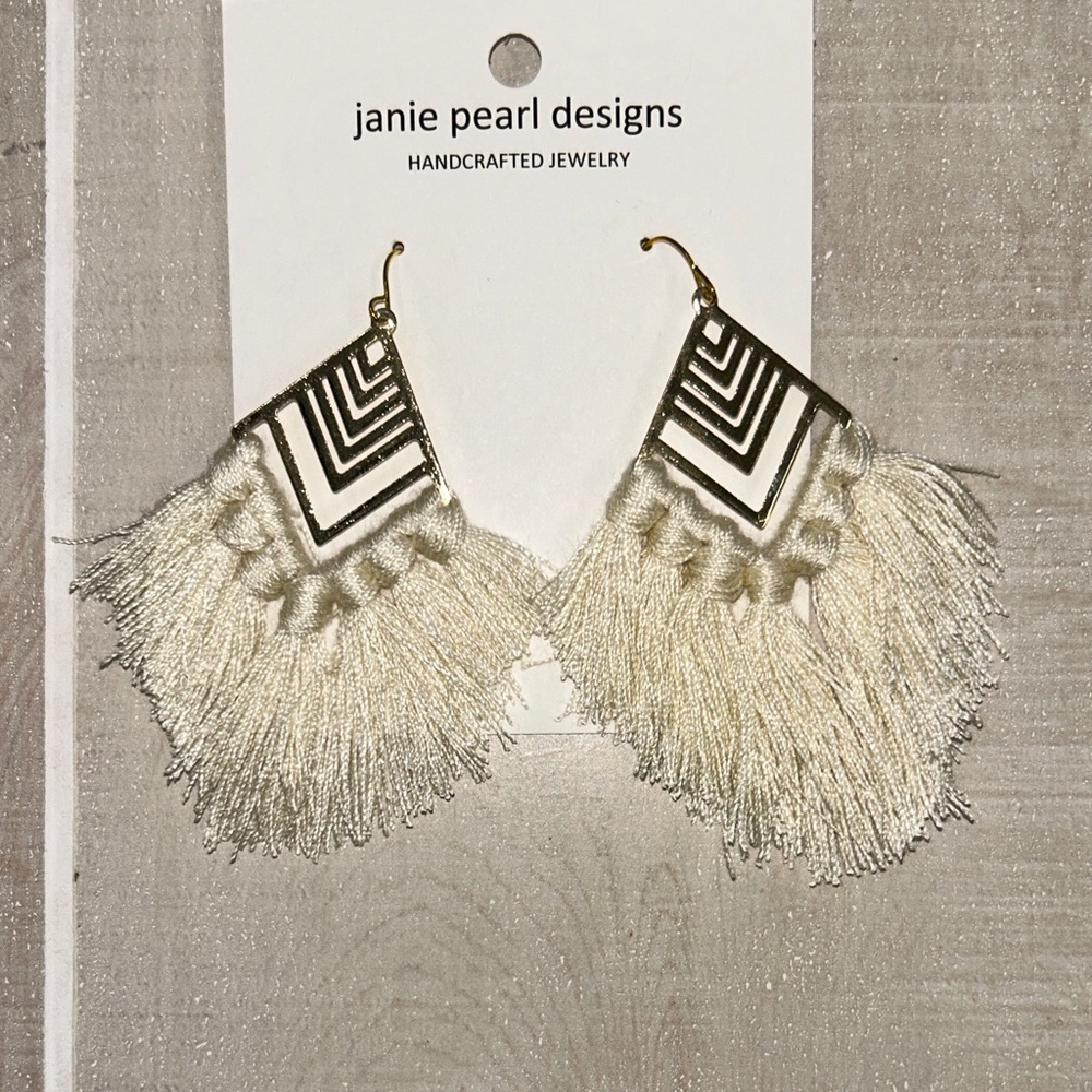 White Fringe Earrings
